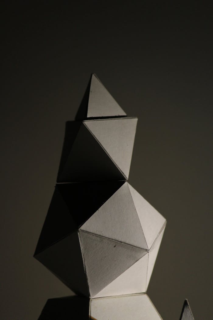 Grayscale Photo of a 3D Geometric Shape